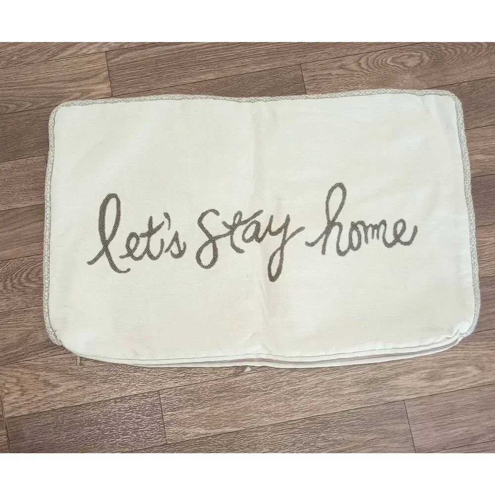 Pillow cover, let's stay home, zipper bottom.